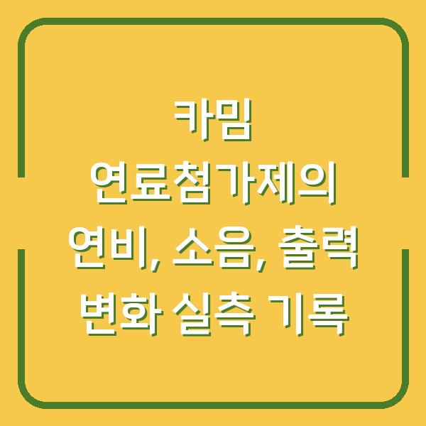 카밈 연료첨가제의 연비, 소음, 출력 변화 실측 기록