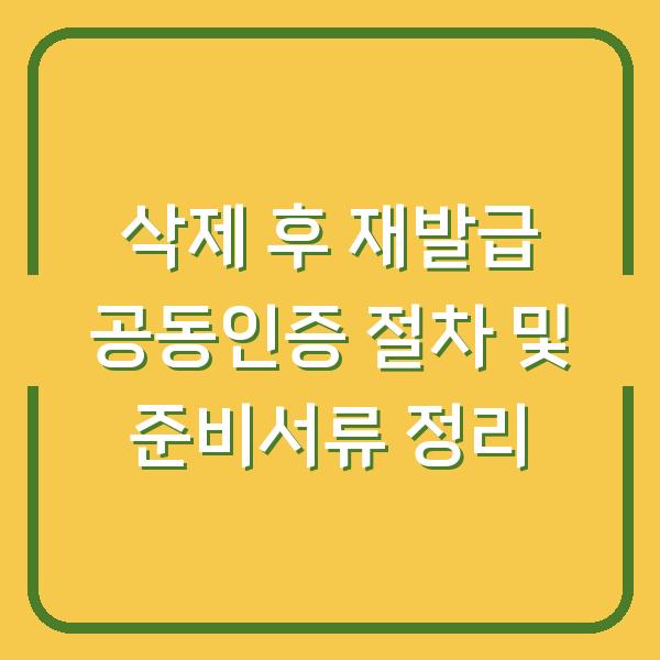 삭제 후 재발급 공동인증 절차 및 준비서류 정리