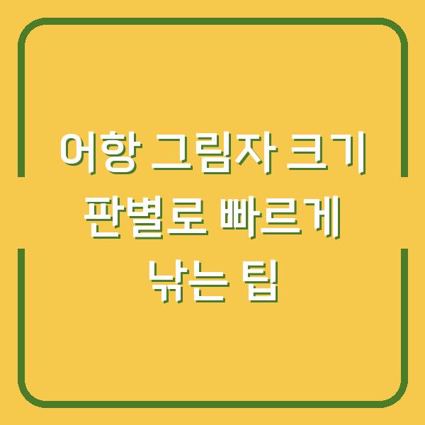 어항 그림자 크기 판별로 빠르게 낚는 팁