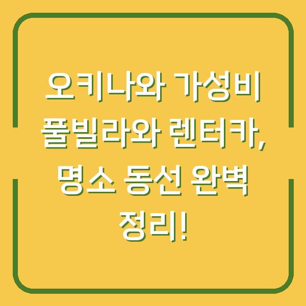 오키나와 가성비 풀빌라와 렌터카, 명소 동선 완벽 정리!