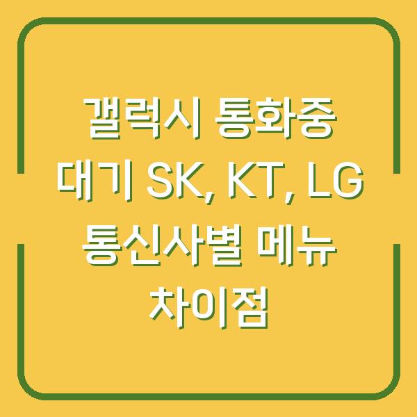 갤럭시 통화중 대기 SK, KT, LG 통신사별 메뉴 차이점