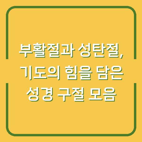 부활절과 성탄절, 기도의 힘을 담은 성경 구절 모음