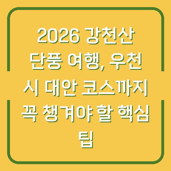 2026 강천산 단풍 여행, 우천 시 대안 코스까지 꼭 챙겨야 할 핵심 팁