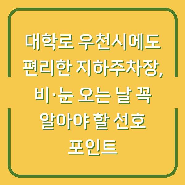 대학로 우천시에도 편리한 지하주차장, 비·눈 오는 날 꼭 알아야 할 선호 포인트
