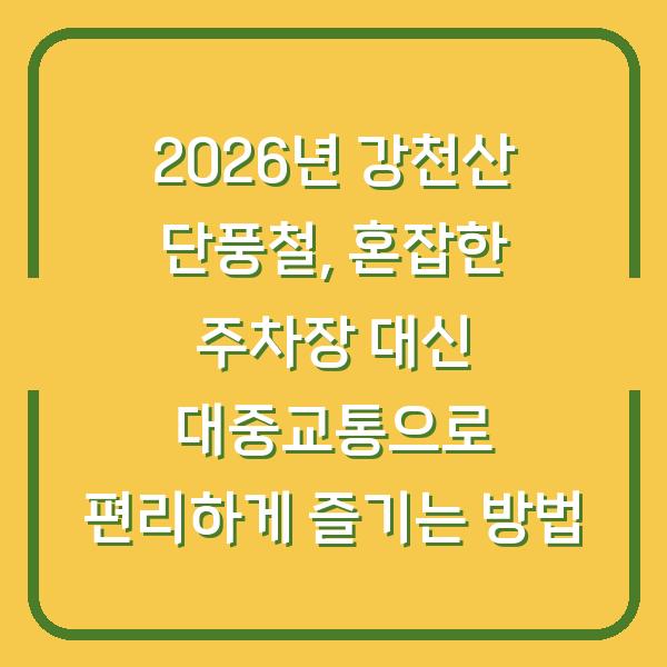 2026년 강천산 단풍철, 혼잡한 주차장 대신 대중교통으로 편리하게 즐기는 방법