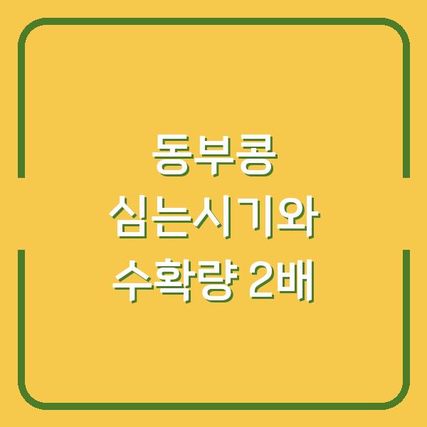 동부콩 심는시기만 지켰는데, 수확량이 2배로 늘었습니다 (재배 방법 포함)