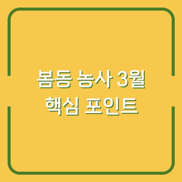 봄동 농사, 3월 심기 전에 이 3가지만 알면 수확량이 달라집니다