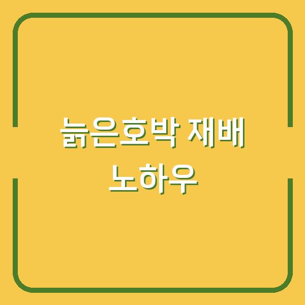 늙은호박 심는 시기부터 수확 후 보관까지, 농부가 알려주는 실제 재배 노하우