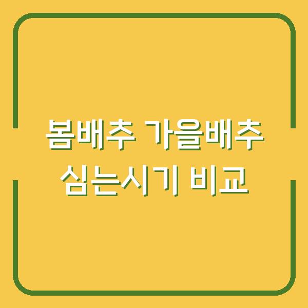봄배추 vs 가을배추, 심는 시기와 물주기·거름주기 차이 한눈에 비교