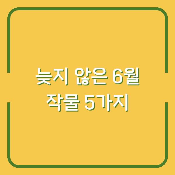 2026년 6월에 심으면 늦지 않은 작물 5가지 – 지금 준비해야 할 이유