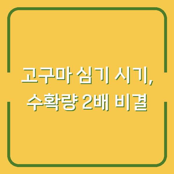 2026년 고구마 심기 시기, 수확량 2배로 늘리는 재배 비결 5가지
