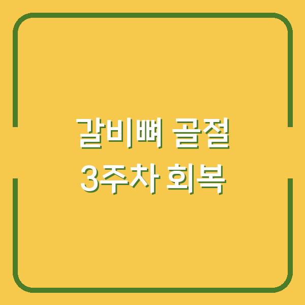 갈비뼈 골절, 3주 차에 찾아온 변화 – 회복 속도를 높이는 치료와 주의사항