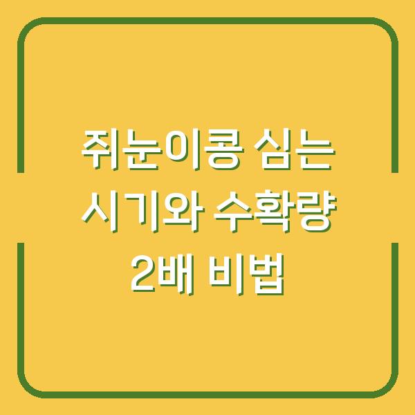 쥐눈이콩 심는 시기와 생육 기간 수확량 2배 올리는 심는 방법
