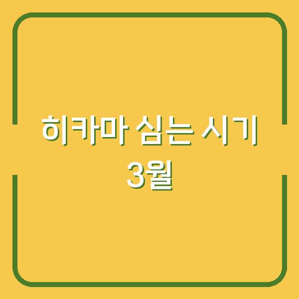 히카마 심는 시기 3월보다 늦으면 수확량이 반토막 납니다