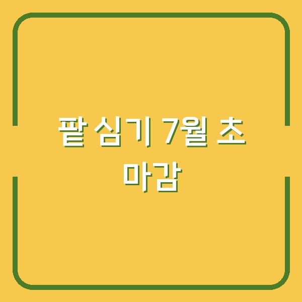 남부지방 팥 심는 시기 7월 초까지 놓치면 수확량이 반토막 납니다