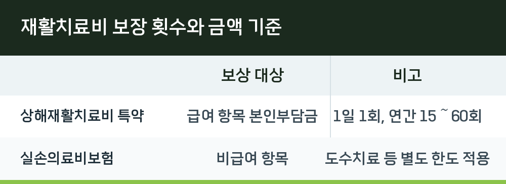 재활치료비 보장 횟수와 금액 기준