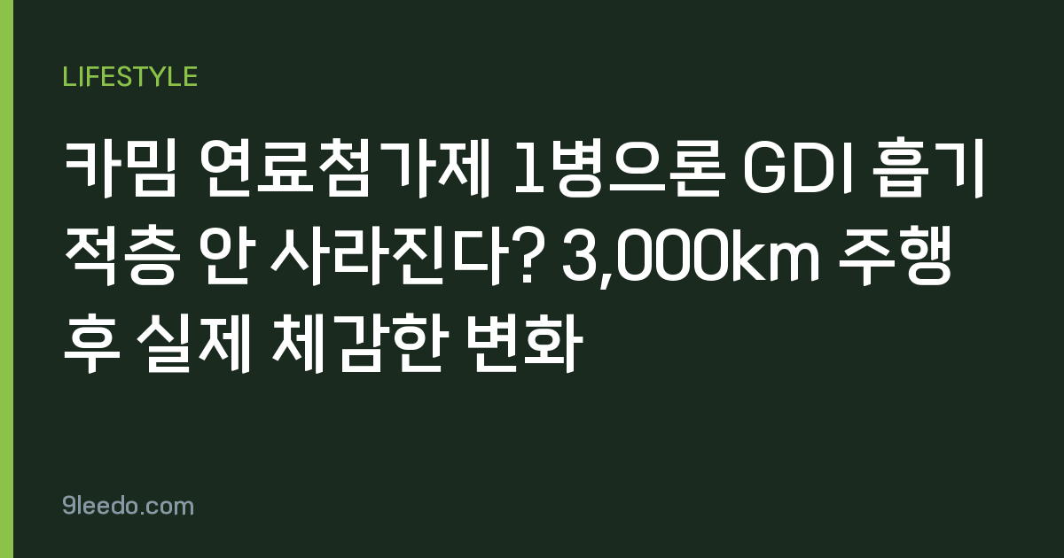 카밈 연료첨가제 1병으론 GDI 흡기적층 안 사라진다? 3,000km 주행 후 실제 체감한 변화